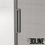 High-end 3D model of Rimadesio Velaria sliding glass door with thin metal frame for modern interior partition