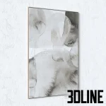 High-resolution 3D model set of two abstract wall paintings with neutral tones, gold accents, and choice of frame colors