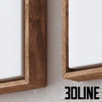 High-resolution 3D model set of two abstract wall paintings with neutral tones, gold accents, and choice of frame colors