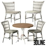 High-quality 3D model set of Sika Design Elisabeth chairs and Nicole cafe table for outdoor and balcony dining visualization