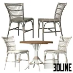 High-quality 3D model set of Sika Design Elisabeth chairs and Nicole cafe table for outdoor and balcony dining visualization