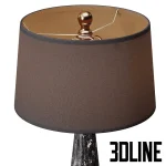 High-quality 3D model of a luxury table lamp with a marble base and black fabric shade for V-Ray render