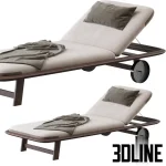 High-quality 3D model of Exteta Tellaro adjustable sun lounger with upholstered cushion and wheels for poolside render