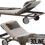 High-quality 3D model of Exteta Tellaro adjustable sun lounger with upholstered cushion and wheels for poolside render