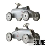 High-resolution 3D model of Baghera Rider silver classic metal toy car for nursery and playroom visualization