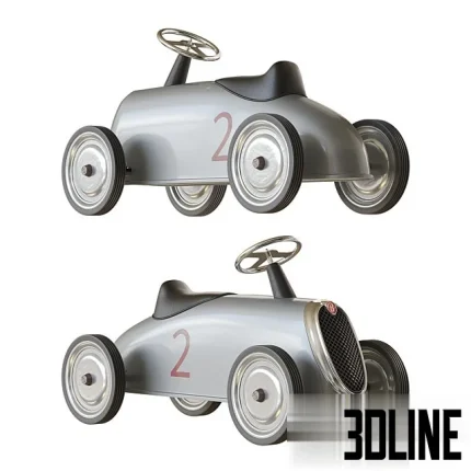 High-resolution 3D model of Baghera Rider silver classic metal toy car for nursery and playroom visualization