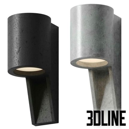 High-detail 3D model of URBI ET ORBI PROJECTA concrete wall light in black and grey finishes for modern exterior facade