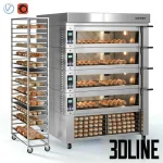 High-resolution 3D model of WIESHEU commercial convection oven with multiple decks and stainless steel baking racks