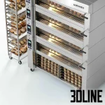 High-resolution 3D model of WIESHEU commercial convection oven with multiple decks and stainless steel baking racks