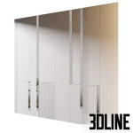 High-detail 3D model of modern modular wall paneling with mixed flat and vertical linear elements for bedroom interior