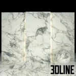 High-resolution 3D material of Arabescato white marble slab texture with prominent grey veining for luxury interior surfaces
