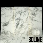 High-resolution 3D material of Arabescato white marble slab texture with prominent grey veining for luxury interior surfaces