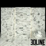 High-resolution 3D material of Arabescato white marble slab texture with prominent grey veining for luxury interior surfaces