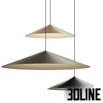High-resolution 3D model set of Arkoslight Dune conical pendant lamps in layered metal finishes for modern dining visualization
