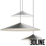 High-resolution 3D model set of Arkoslight Dune conical pendant lamps in layered metal finishes for modern dining visualization