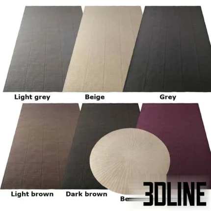 High-resolution 3D material pack of B&B Italia Cratis rugs with subtle geometric pattern and multiple colorways