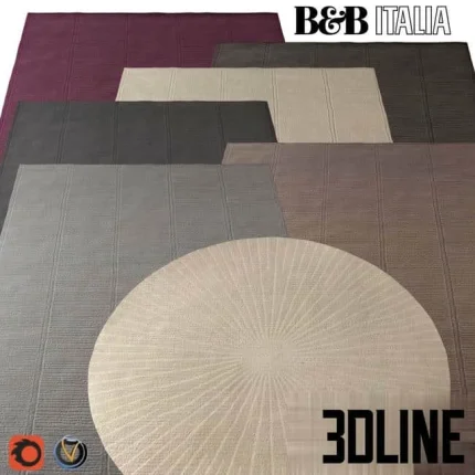 High-resolution 3D material pack of B&B Italia Cratis rugs with subtle geometric pattern and multiple colorways