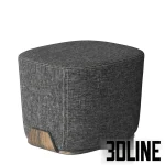 High-quality 3D model of Bonaldo Olos modern upholstered pouf with wooden base and square top in various fabrics