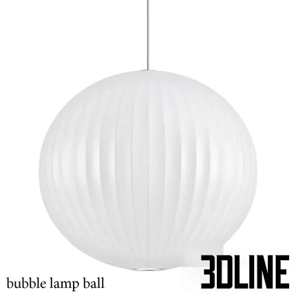 High-resolution 3D model of a Bubble Lamp Ball suspended fixture with ribbed white polymer globe shade