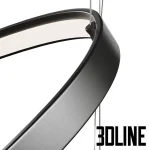 High-quality 3D model set of Cattelan Italia Magellano oval ring pendant lights with integrated LED strips and matte black finish