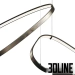 High-quality 3D model set of Cattelan Italia Magellano oval ring pendant lights with integrated LED strips and matte black finish