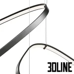High-quality 3D model set of Cattelan Italia Magellano oval ring pendant lights with integrated LED strips and matte black finish