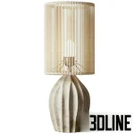 High-quality 3D model of Orbe ceramic lamp with vertical ribbed base and cylindrical rope shade for natural interior render