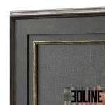 High-resolution 3D model of a classic oil painting of roses and flowers in a dark, distressed wooden frame