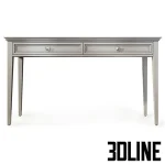 High-resolution 3D model of a classic wood console table (RFS Brooklyn) with two panel drawers and tapered legs in black lacquer finish