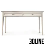 High-resolution 3D model of a classic wood console table (RFS Brooklyn) with two panel drawers and tapered legs in black lacquer finish