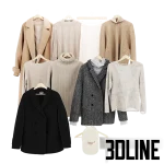 High-resolution 3D model set of clothes hangers, garments, shopping bags, and acrylic shoe display for retail store visualization