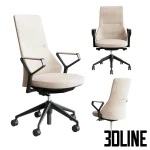 High-resolution 3D model set of Coalesse Massaud conference chairs in fabric and leather options with swivel bases