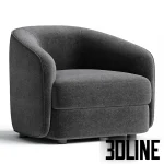 High-quality 3D model of a Covent curved tub armchair in woven fabric for modern living room visualization