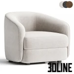 High-quality 3D model of a Covent curved tub armchair in woven fabric for modern living room visualization