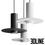 High-resolution 3D model set of COVO KREIS minimalist hanging lamps with round disc shade and cylindrical body in black and white