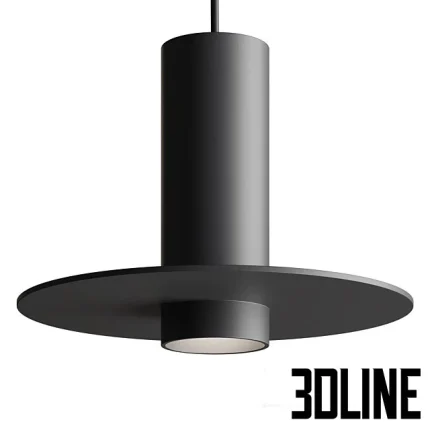 High-resolution 3D model set of COVO KREIS minimalist hanging lamps with round disc shade and cylindrical body in black and white