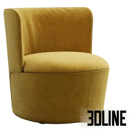 High-quality 3D model of Davis Tote round tub armchair in golden yellow fabric for modern interior visualization