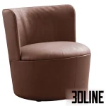 High-quality 3D model of Davis Tote round tub armchair in golden yellow fabric for modern interior visualization