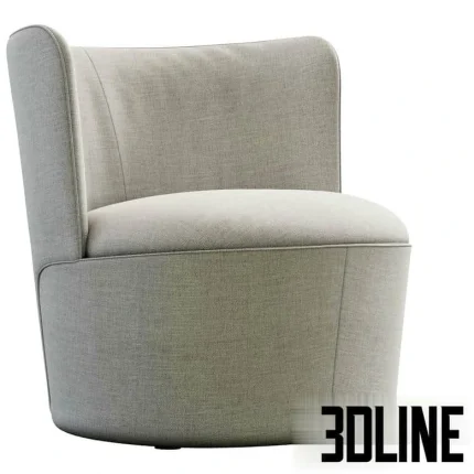 High-quality 3D model of Davis Tote round tub armchair in golden yellow fabric for modern interior visualization