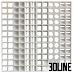 High-resolution 3D model set of modular decorative blocks with various geometric cutouts for room division and architectural accent