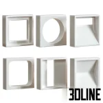 High-resolution 3D model set of modular decorative blocks with various geometric cutouts for room division and architectural accent