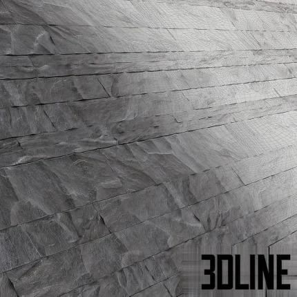 High-resolution 3D material of decorative slate stone texture with layered rock and dark grey finish for exterior and interior accent walls