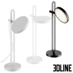 High-resolution 3D model set of Echo LED table lamps with round adjustable head and thin metal frame in black and white