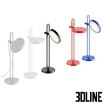 High-resolution 3D model set of Echo LED table lamps with round adjustable head and thin metal frame in black and white