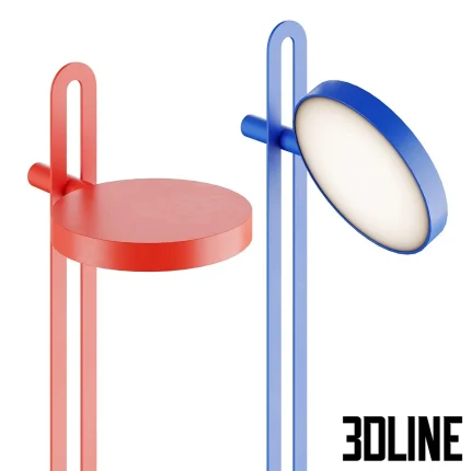 High-resolution 3D model set of Echo LED table lamps with round adjustable head and thin metal frame in black and white