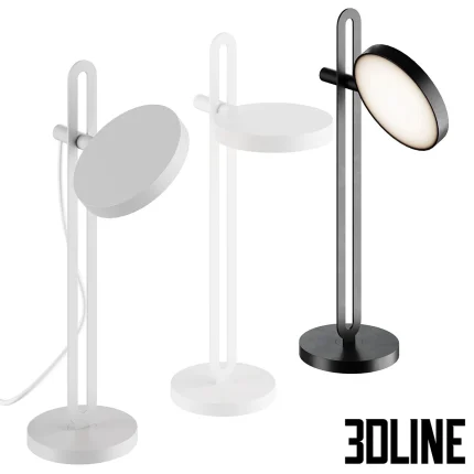 High-resolution 3D model set of Echo LED table lamps with round adjustable head and thin metal frame in black and white