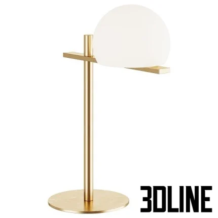 High-quality 3D model set of Estiluz CIRC spherical table lamps in black and gold finish with white opal glass shade