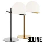High-quality 3D model set of Estiluz CIRC spherical table lamps in black and gold finish with white opal glass shade