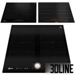 High-resolution 3D model set of Neff and Bosch induction hobs with Flexinduction technology and black glass finish