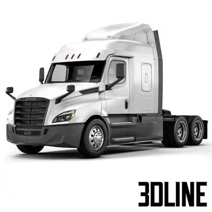 High-resolution 3D model of Freightliner Cascadia XT Mid Roof 2020 semi truck tractor unit in white finish